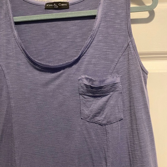 Kim & Cami Womens Purple/Blue Ruffled Peplum Tank Top Shirt Sz L* - Picture 3 of 5
